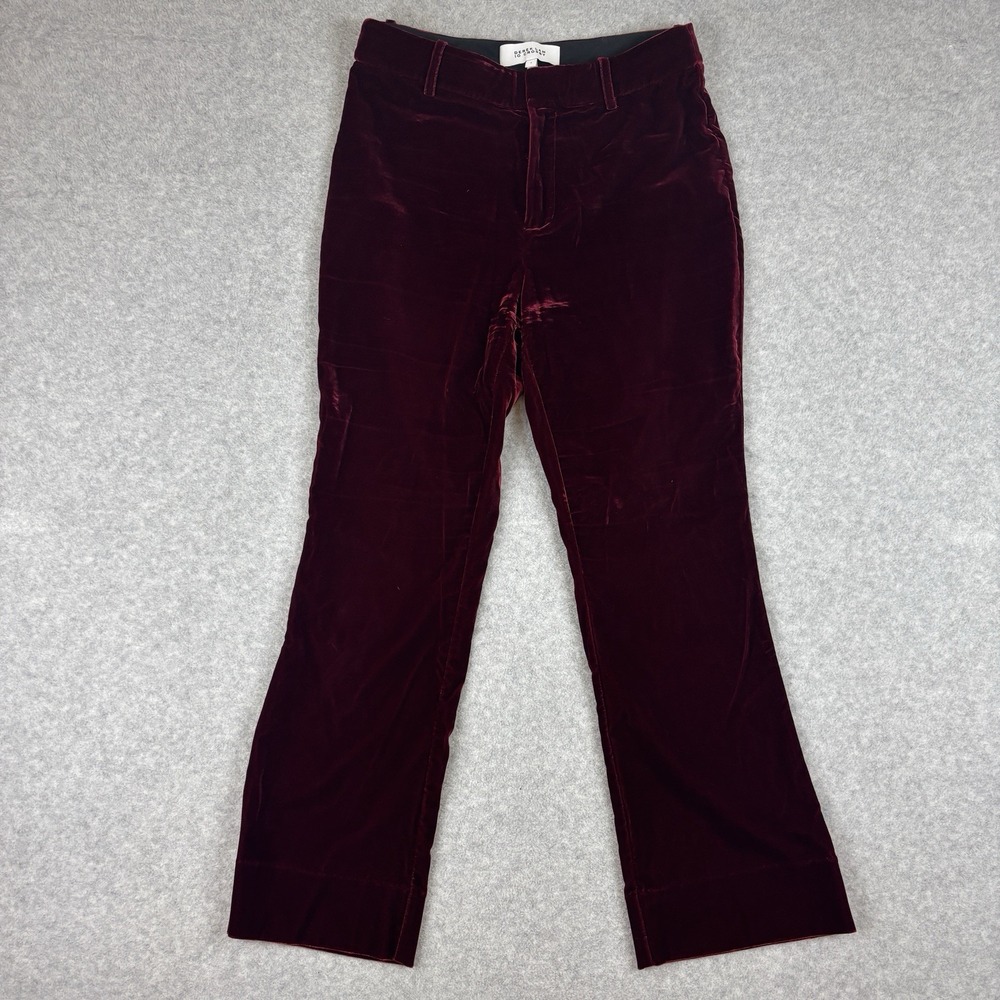 Derek Lam 10 Crosby Burgundy Red Velvet Crop Flare Pants Size 6
